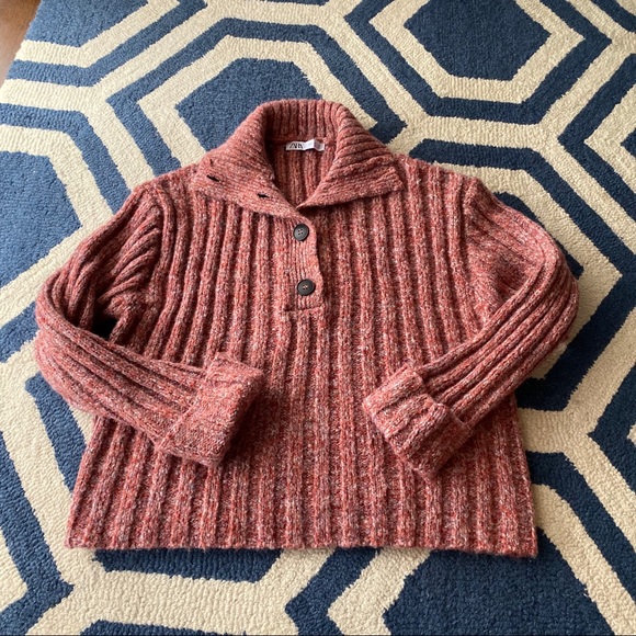 🧶 ZARA RUSTY PINK RIBBED CHUNKY KNIT JUMPER! - Picture 8 of 12